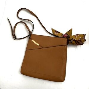 Steve Madden Brown Leather Crossbody Bag with Floral Accent